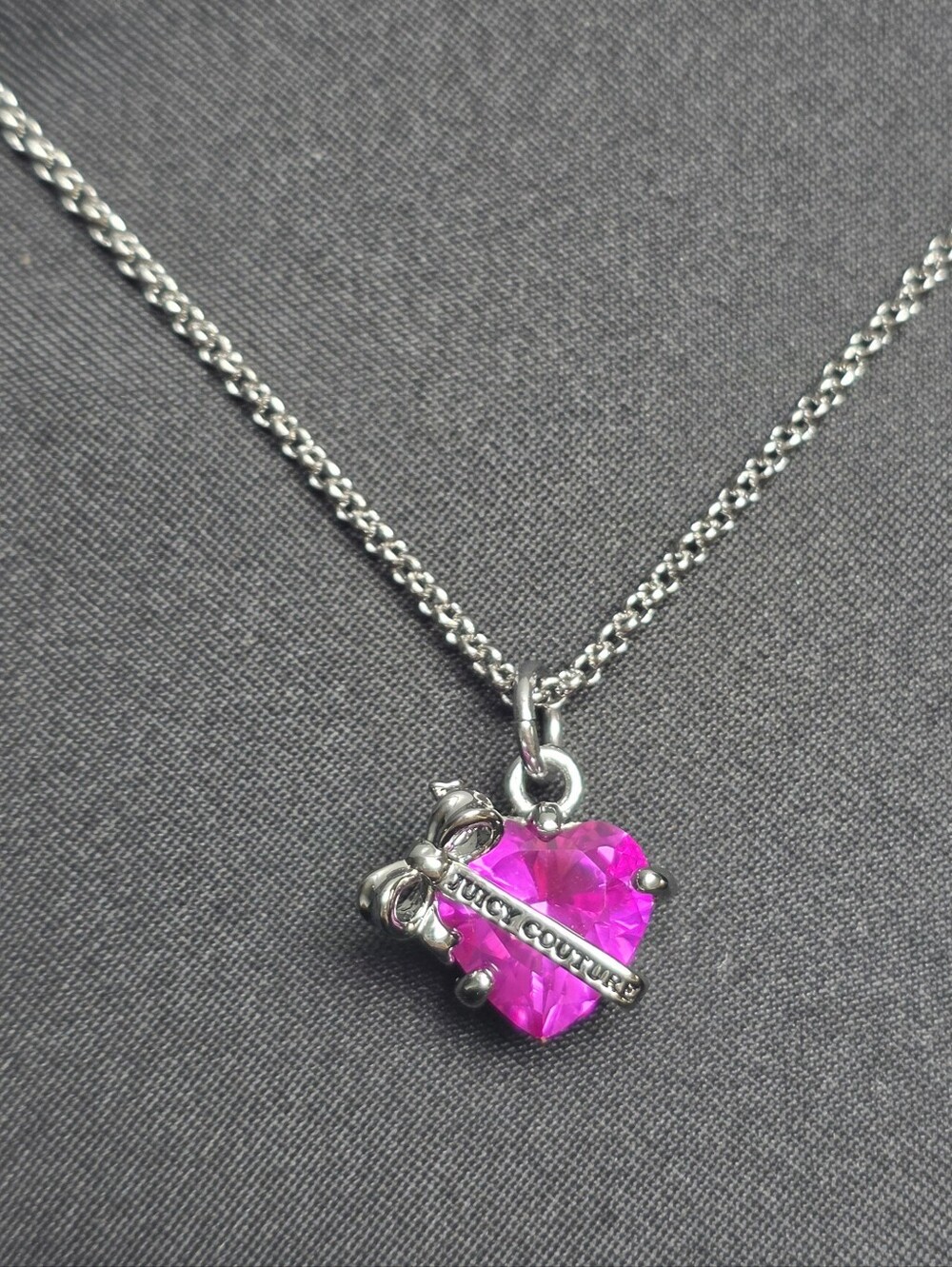 Juicy Couture Fuchsia Crystal Heart Pendant Necklace